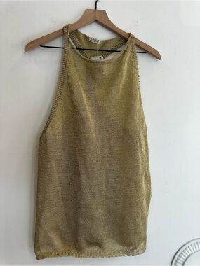 Free People Metallic Gold Halter Tank